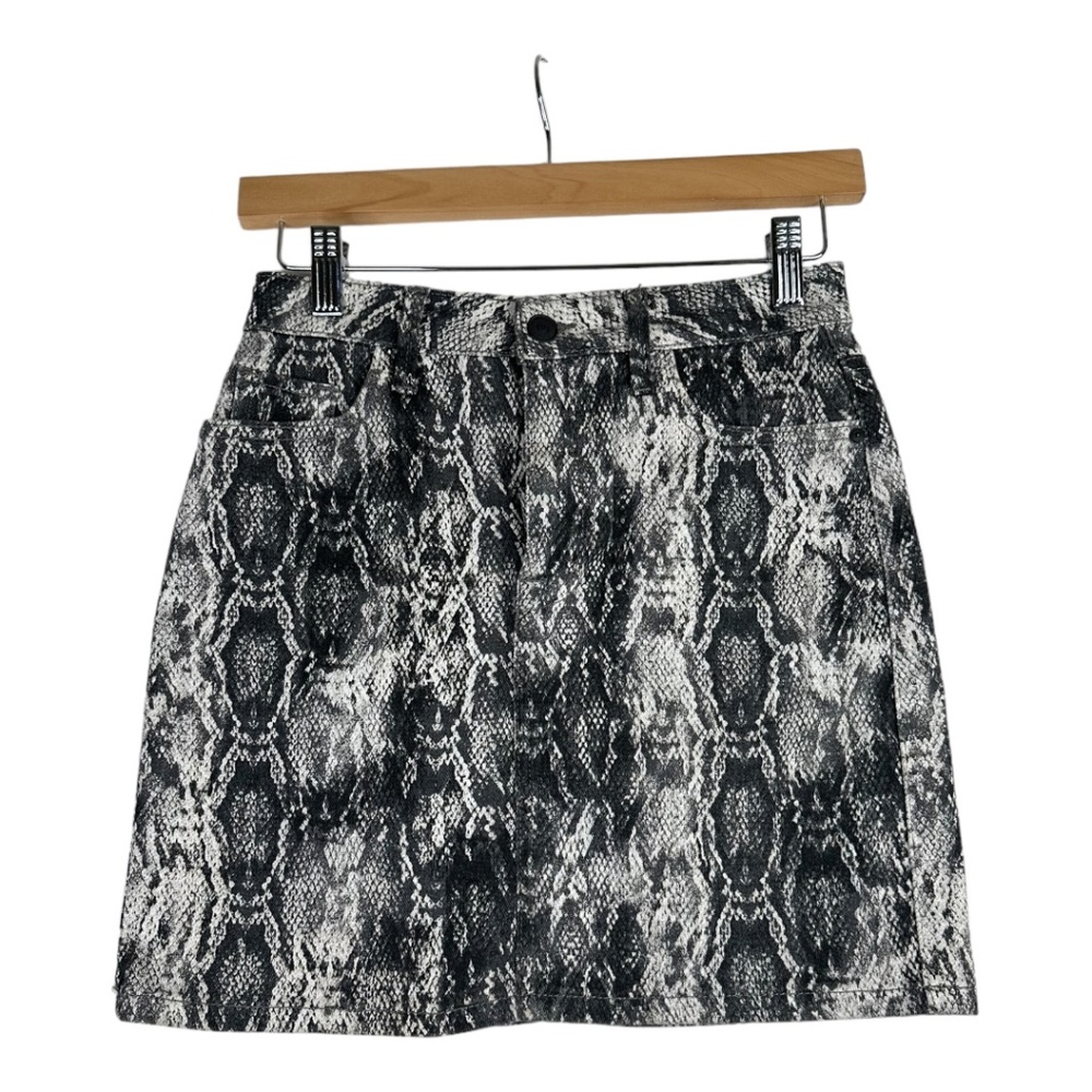 Zara Mini Skirt Denim Snake Print Small Short‎ 5 Pockets Size XS